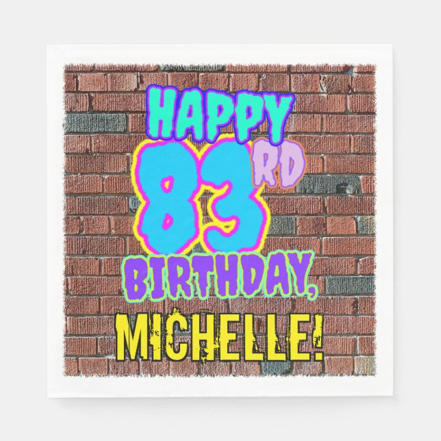 Serviette En Papier 83e anniversaire ~ Amusant, Graffiti urbain inspir (Devant)