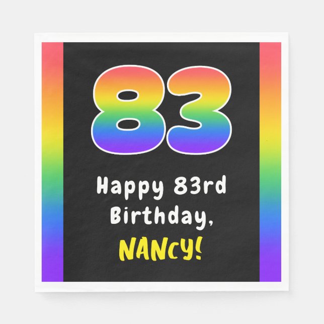 Serviette En Papier 83e anniversaire : Rainbow Spectrum # 83, Nom pers (Devant)