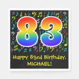 Serviette En Papier 83e anniversaire - Symboles de musique colorée, Ar