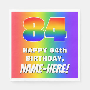 Serviette En Papier 84e anniversaire : coloré, amusant Motif arc-en-ci