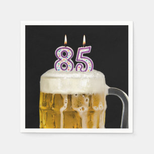 Serviette En Papier 85e anniversaire Bière en noir