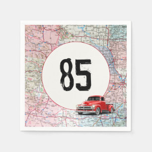 Serviette En Papier 85e anniversaire Camion rouge Retro sur la carte r