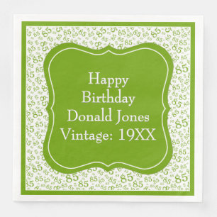 Serviette En Papier 85e anniversaire Motif du numéro de support vert/b