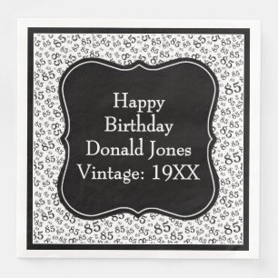 Serviette En Papier 85e anniversaire Noir/Blanc Motif du numéro de sup
