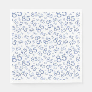 Serviette En Papier 85e anniversaire Numéro de fête Motif bleu/blanc