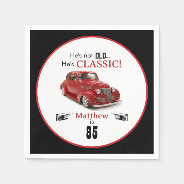 Serviette En Papier 85e anniversaire pas vieux mais rouge classique 19 (Devant)