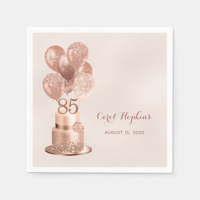 Serviette En Papier 85e anniversaire Rose Gold Cake (Devant)