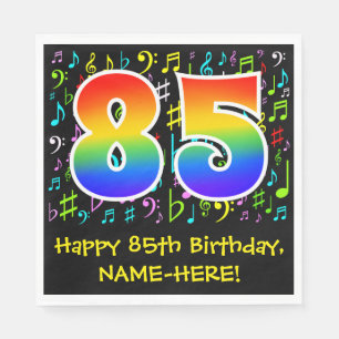 Serviette En Papier 85e anniversaire - Symboles de musique colorée, Ar