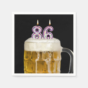 Serviette En Papier 86e Anniversaire Bière en noir