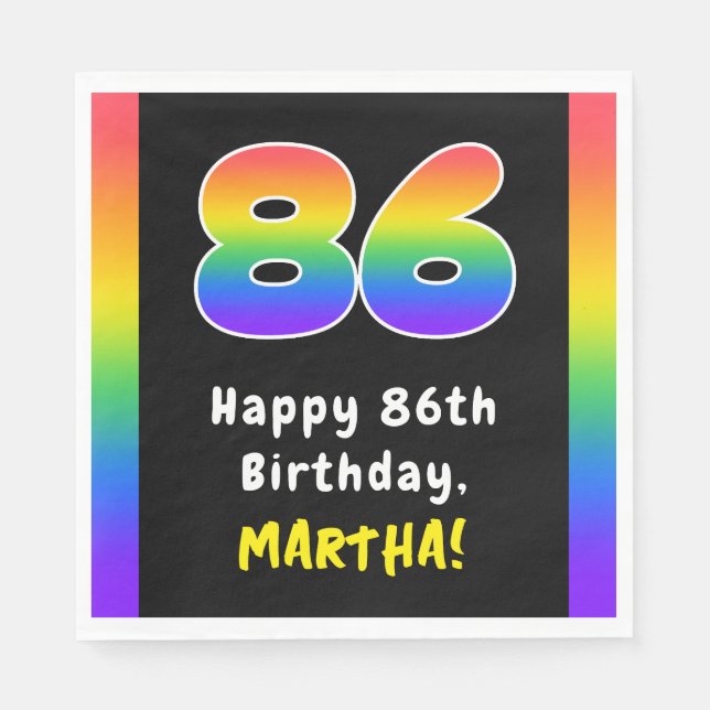 Serviette En Papier 86e anniversaire : Rainbow Spectrum # 86, Nom pers (Devant)