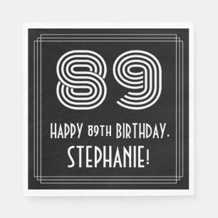 Serviette En Papier 89e anniversaire : Art Déco Inspiré Look "89" + No