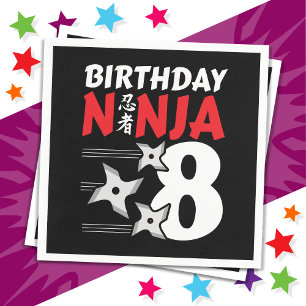 Serviette En Papier 8 Ans Ninja Party Stars Enfants 8e anniversaire