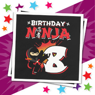 Serviette En Papier 8 ans Vieux style de bande dessinée Ninja 8e anniv