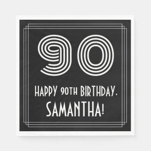 Serviette En Papier 90e anniversaire : Art Déco Inspiré Look "90" + No