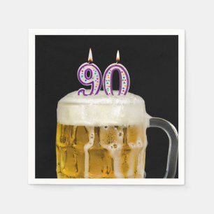 Serviette En Papier 90e anniversaire Bière sur noir