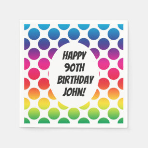 Serviette En Papier 90e anniversaire Célébration avec des cercles colo