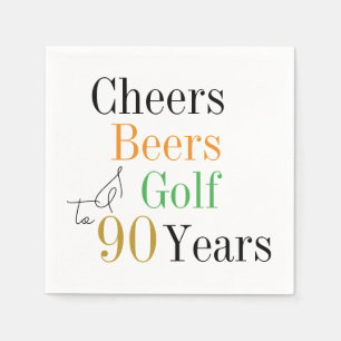 Serviette En Papier 90e anniversaire Cheers Beers Golf Minimal Party