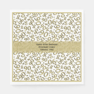 Serviette En Papier 90e anniversaire Cool numéro Motif or/blanc