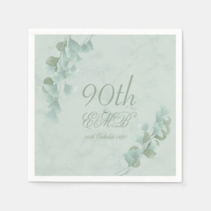 Serviette En Papier 90e anniversaire Eucalyptus Foliage Élégant Vert