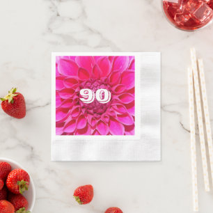 Serviette En Papier 90e anniversaire Jalon rose dahlia floral