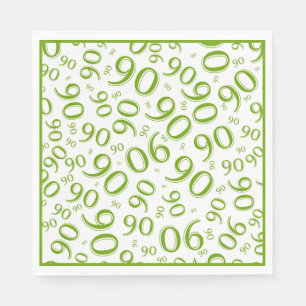 Serviette En Papier 90e anniversaire Numéro de fête Motif Vert/Blanc