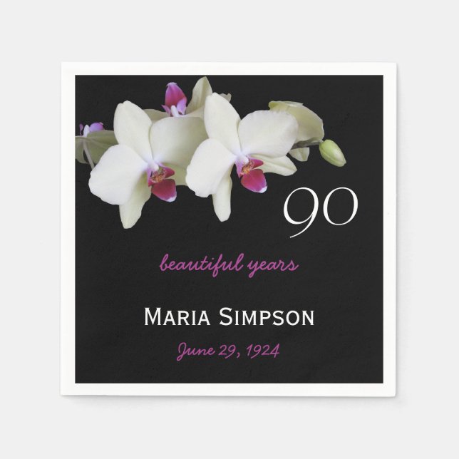 Serviette En Papier 90e Anniversaire Papier de fête serviettes (Devant)