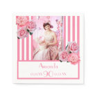 90e anniversaire rose blanc rayures photo florale