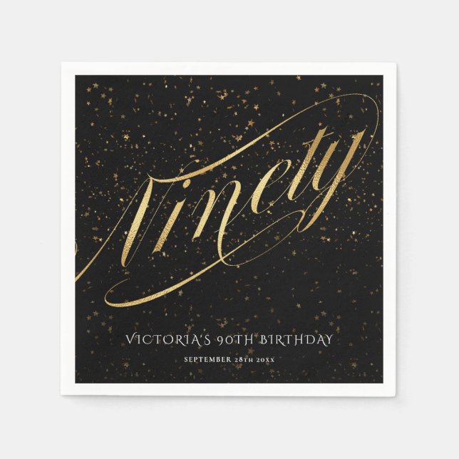 Serviette En Papier 90ème Noir Confetti Classy (Devant)