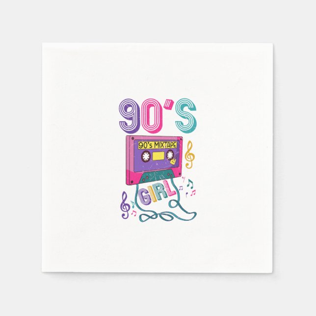Serviette En Papier 90's Mix Tape Girl Cassette Anniversaire (Devant)