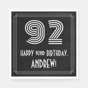 Serviette En Papier 92e anniversaire : Art Déco Inspiré Look "92" + No