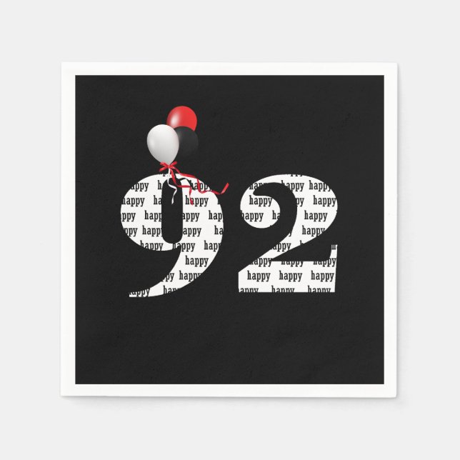 Serviette En Papier 92e ballon de fête d'anniversaire (Devant)