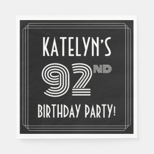 Serviette En Papier 92e fête d'anniversaire : Style Art Déco + Nom per