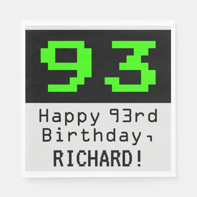 Serviette En Papier 93ème anniversaire - Nerdy / Geeky Style "93" & No (Devant)