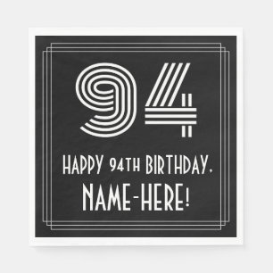 Serviette En Papier 94ème anniversaire : Art Déco Inspiré Look "94" + 
