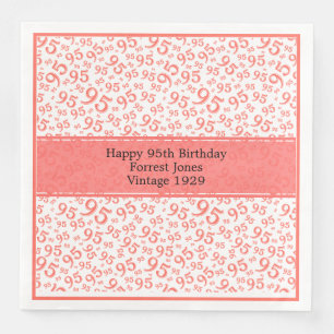 Serviette En Papier 95e anniversaire Numéro de Cool Motif Coral/Blanc