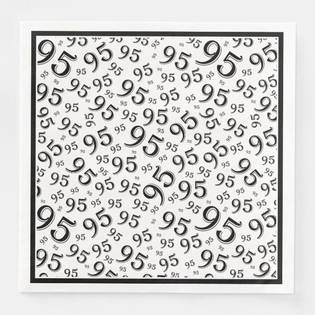 Serviette En Papier 95e anniversaire Numéro de fête Motif noir/blanc (Devant)