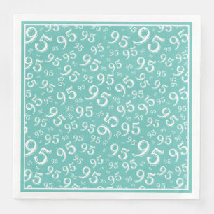 Serviette En Papier 95e anniversaire Numéro de fête Motif Turquoise/bl