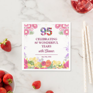 Serviette En Papier 95th Birthday - Elegant Floral Garden