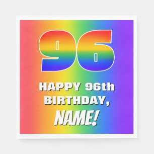 Serviette En Papier 96e anniversaire : coloré, amusant Motif arc-en-ci