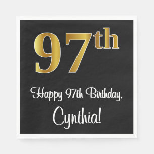Serviette En Papier 97e anniversaire ~ Elégant luxe Faux Gold Look #