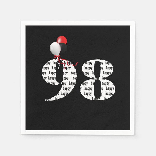 Serviette En Papier 98e anniversaire ballons de fête (Devant)