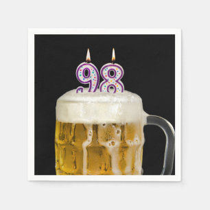 Serviette En Papier 98e anniversaire Bière en noir