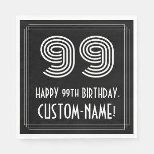 Serviette En Papier 99ème anniversaire : Art Déco Inspiré Look "99" + 
