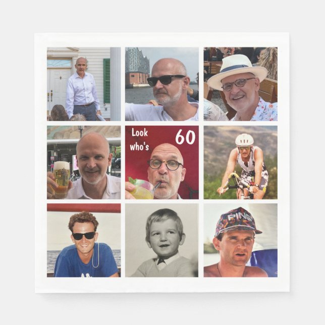 Serviette En Papier 9 Photo Anniversaire Napkin (Devant)