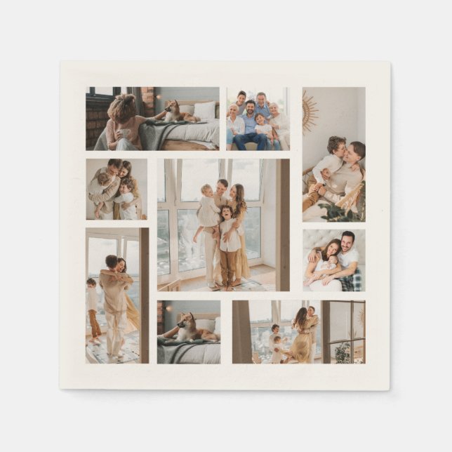 Serviette En Papier 9 Photo personnalisée Collage de mur en bois (Devant)