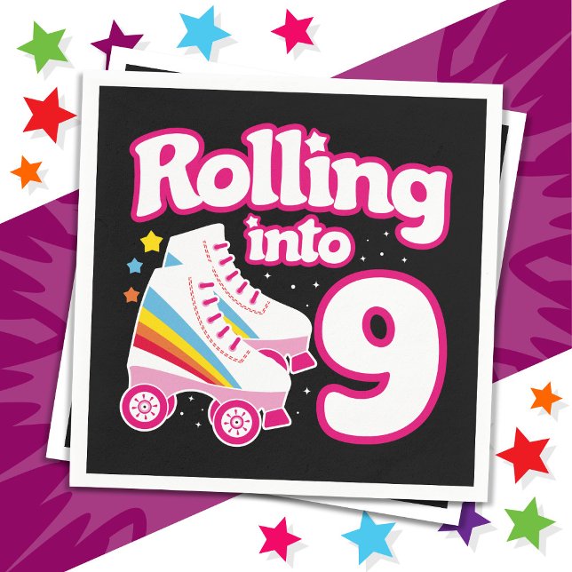 Serviette En Papier 9e anniversaire Roller Skate 9 ans (Créateur téléchargé)