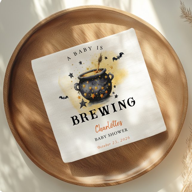 Serviette En Papier A Baby is Brewing Halloween Cauldron Baby Shower (Créateur téléchargé)