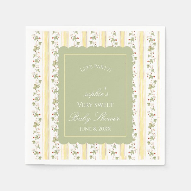 Serviette En Papier A berry sweet baby is on the way  (Devant)