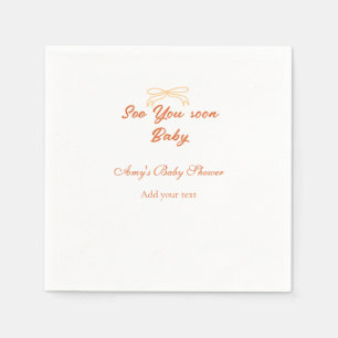 Serviette En Papier à bientôt bébé arc orange rouge nom de baby shower