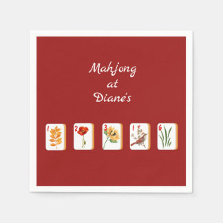 Serviette en papier à carreaux de fleurs Mahjong m